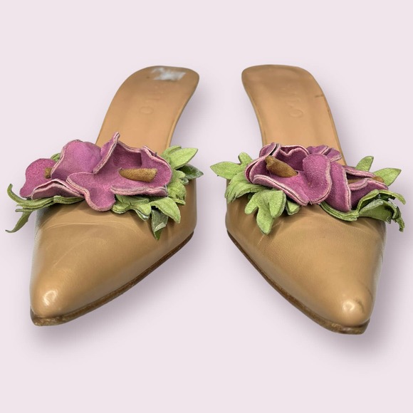Zalo Pink Floral Camel Leather Mules - Picture 7 of 8